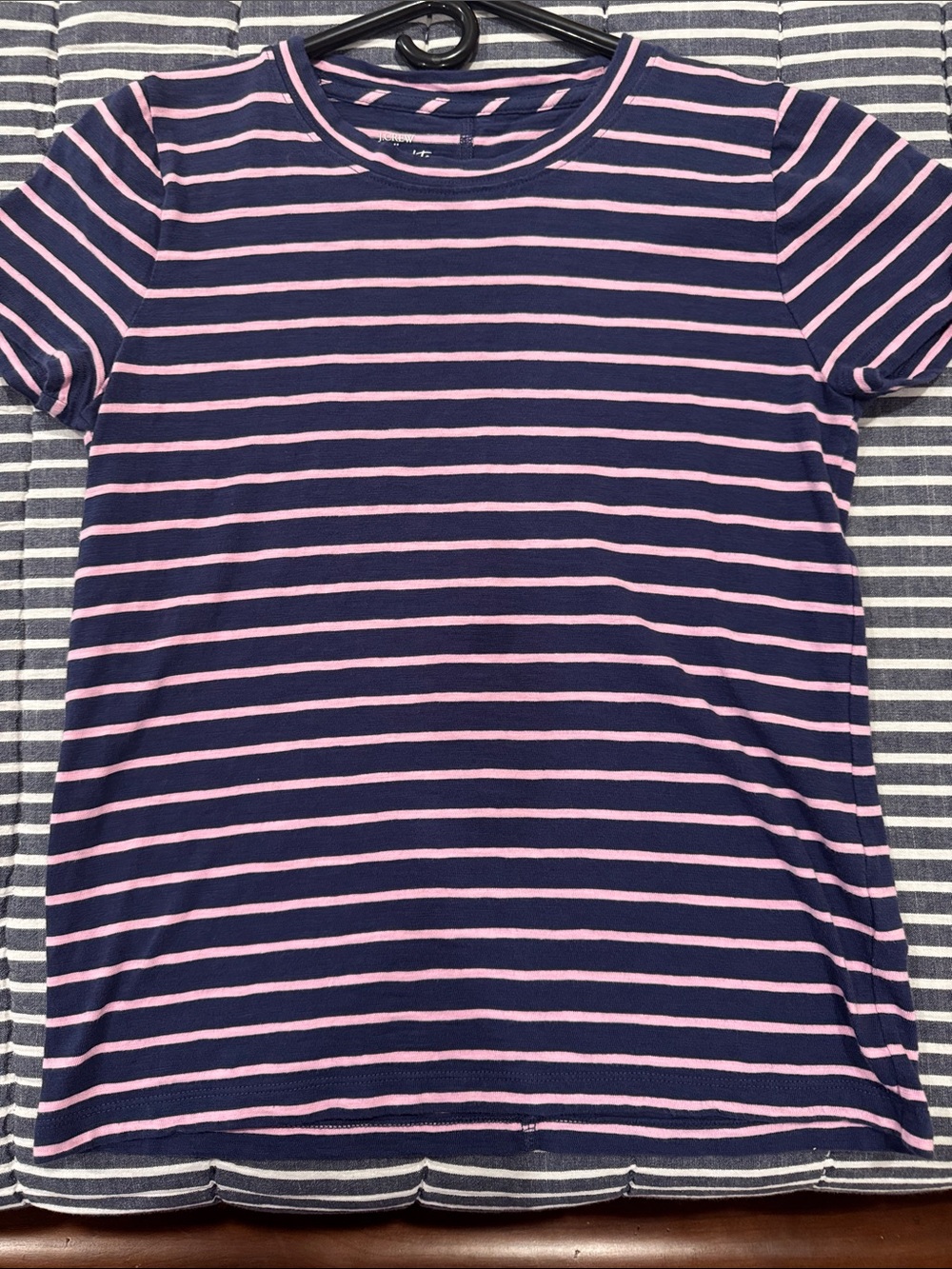 Jcrew Factory Lavender and Navy striped Girlfriend Tee